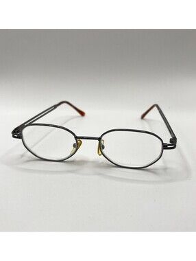 Vintage 90s Y2K Gunmetal Wire Frame Eyeglasses Small Oval Split Temple Glasses